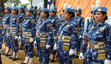 Members of the all female Indian FPU during their farewell parade