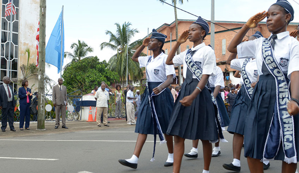 Liberian students parade on UN Day