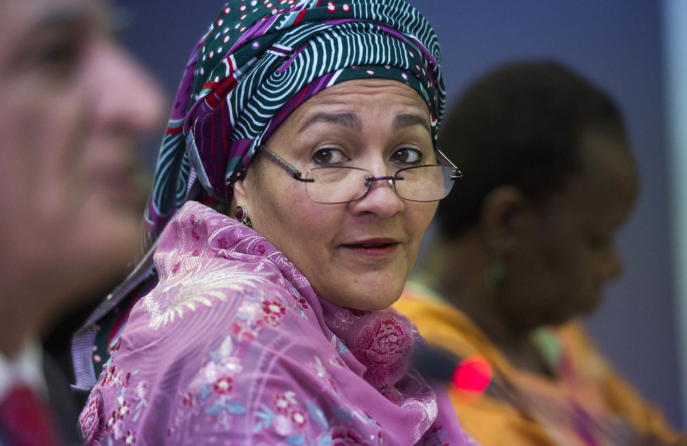 22 March 2018. Monrovia: The United Nations Deputy Secretary General,  Amina J. Mohammed, meets representatives of Liberian youth and women organizations at the UNMIL headquarters in Monrovia, Liberia.. Amina J. Mohammed is visiting the country to attend the celebrations of the completion of the UNMIL Mandate. Photo by Albert Gonzalez Farran - UNMIL