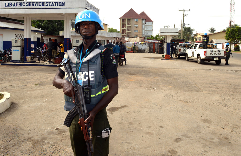 26 December 2017, Presidential Runoff Election UNMIL Peacekeepers patrolling the streets of Monrovia. ©UNMIL Photo: Shpend Berbatovci