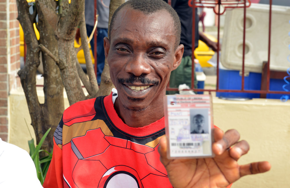 26 December 2017, Presidential Runoff Election A proud Liberian waiting to cast his ballot at a St. Peter Lutheran High School voter precinct.  ©UNMIL Photo: Shpend Berbatovci